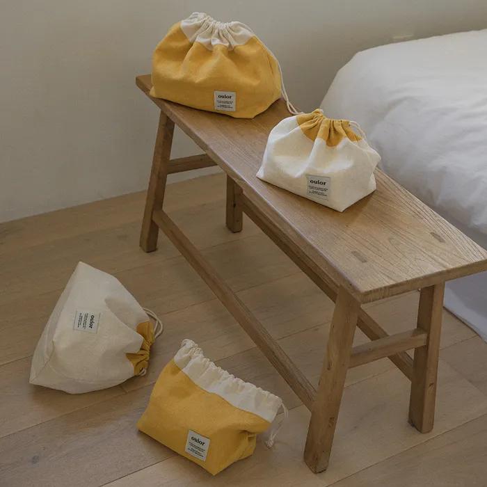 ouior chubby string pouch_mustard&cream