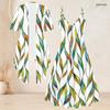 Women Plus Size Two Piece Set Short Sleeve Cardigan Tropical Leaf Printed Strappy V Neck Flared Dress