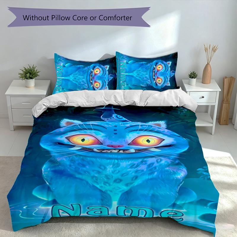 Ensemble 3 pièces Chasseurs de Démons Kpop Nom Personnalisé, Comprend 1 Housse de Couette et 2 Taies d'Oreiller, Décoration de Chambre pour Toutes les Saisons