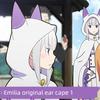 Re:Zero - Starting Life in Another World Emilia Cosplay Costume with Ears, Cape, and Cloak
