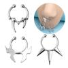 Stainless Steel Irregular Fake Nose Rings - 3 Styles: Bat, Cone, Fang Trendy Nose Clip Piercing Jewelry.