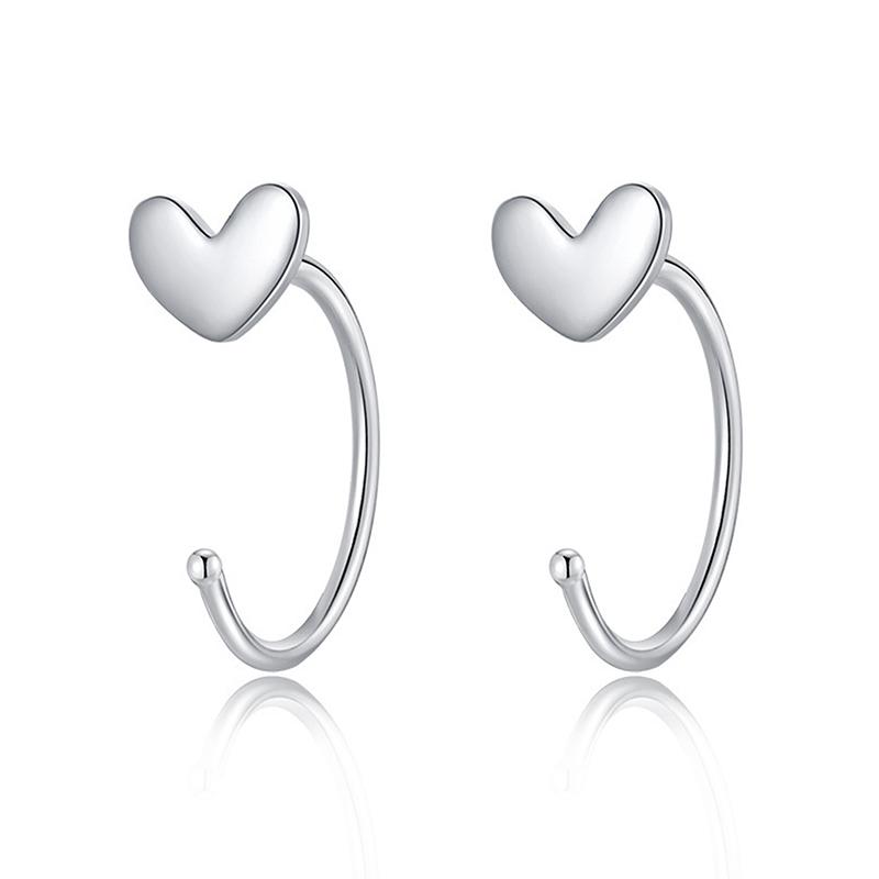 1Pair Butterfly Heart Star Round Shape Ear Clip Silver Color Hoop Earrings For Women Girls Opening Hoops Earring Jewelry