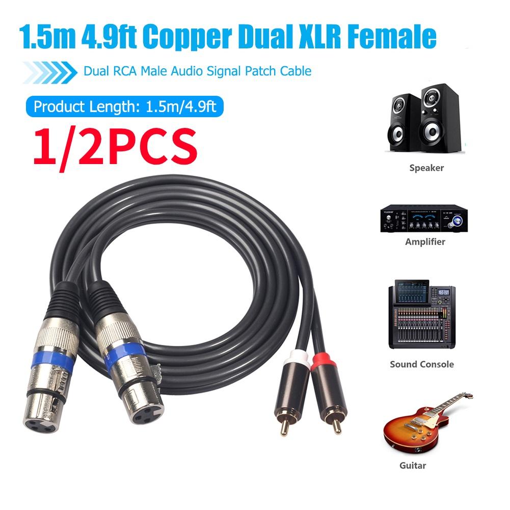 Dual XLR Male to Dual RCA Male Cable 2 XLR to 2 RCA Unbalanced HiFi Audio Cable, 4N OFC Wire, for Amplifier Mixer Microphone
