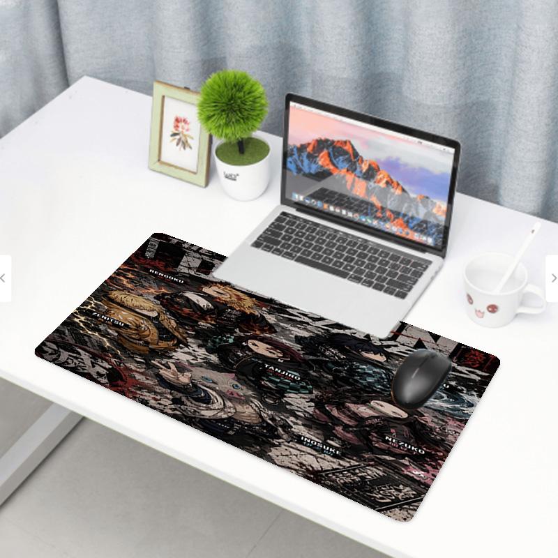 Demon Slayer Print Mouse Pad, Anti‑Slip Desktop Keyboard Mat, for PC Laptop Gaming Working Daily Use, Cool Festival Surprise Gift