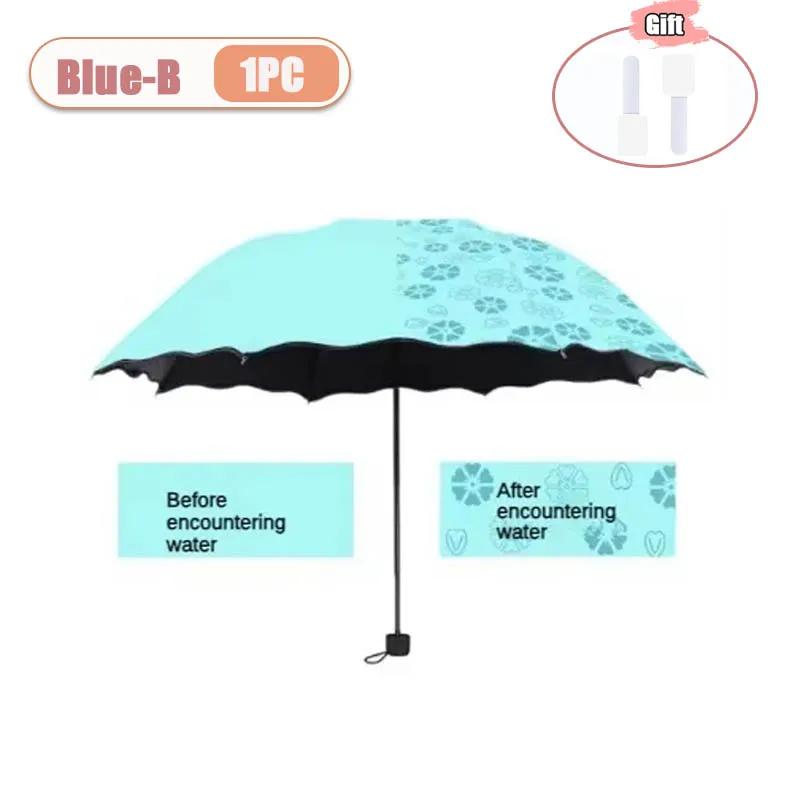 1-2PCS Portable Creative Water Flowering Umbrella Manual Black Coating UV Protection Sun Rain Dual Use Folding Parasol