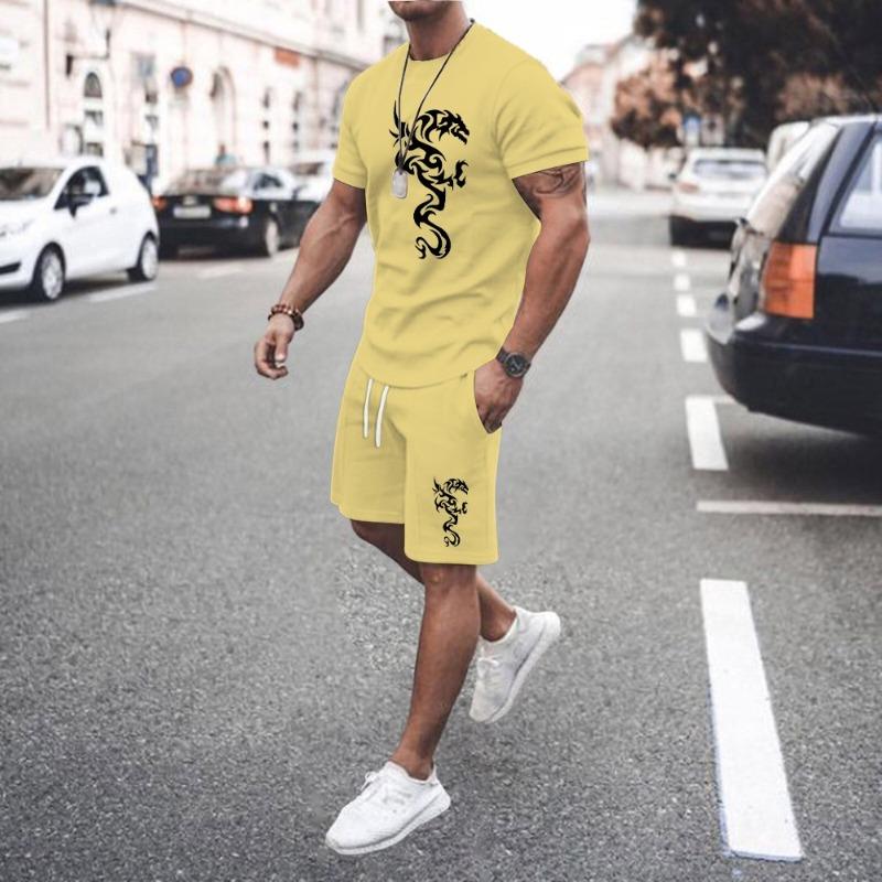 Summer Fashion New T-shirt Set Fun Men's Printed Sports Set 2-piece Set Men's Sportswear Hip Hop Street Wear XS-6XL