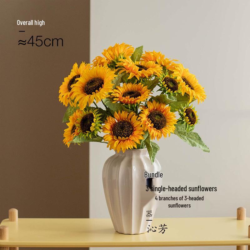 Sunflower Silk Flower Arrangement: Artificial Dried Flowers for Living Room, Dining Table, and Photo Props