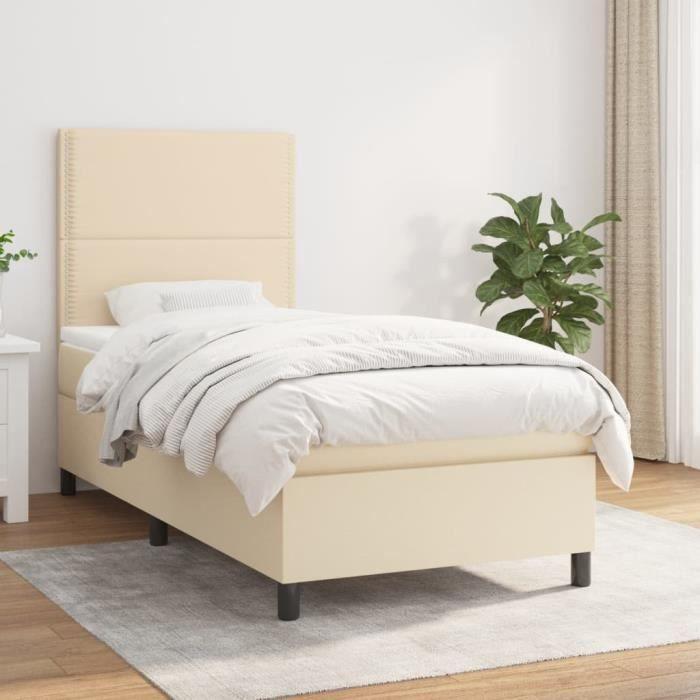 3141678 vidaXL Divan Bed with Mattress Cream 100x200 Cm Fabric