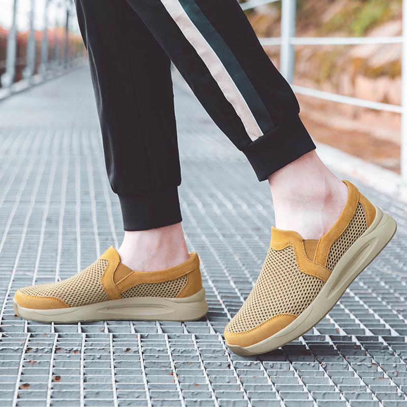 Fashion Men Breathable Mesh Shoes Summer Outdoor Lightweight Soft Sole Hiking Walking Casual Shoes Comfort Slip-On Driving Men Loafers