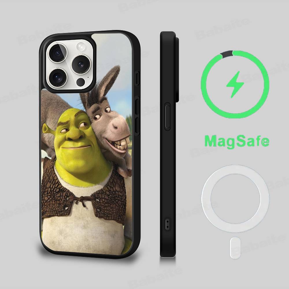 Cartoon S-Shreks Phone Case Magnetic Case For IPhone 16 14 13 12 11 15 Pro Max Plus For Magsafe Wireless Charge Cover
