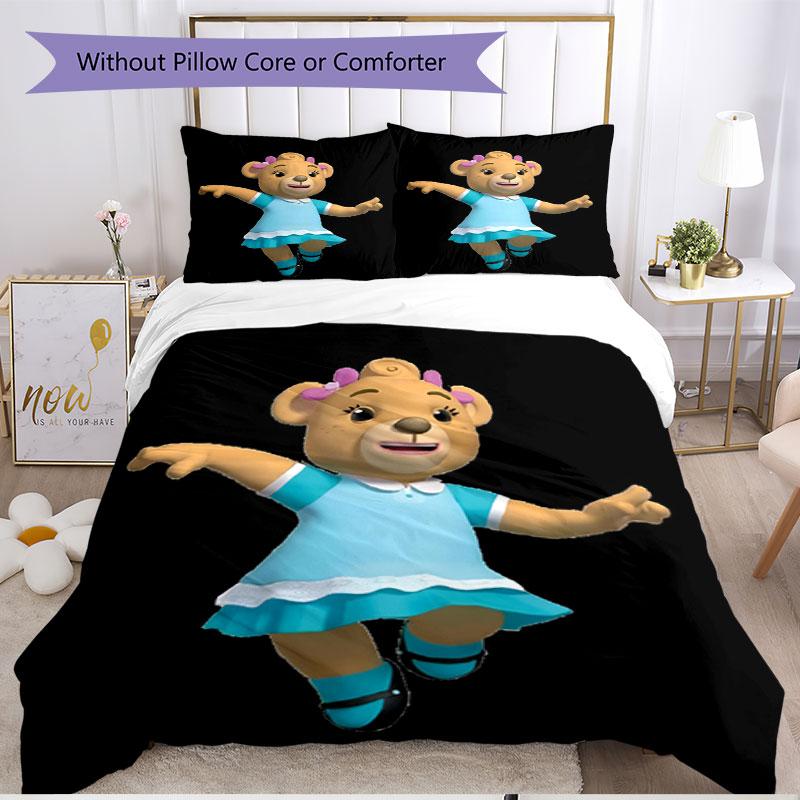 3-teiliges Bettbezug-Set (1 * Bettbezug + 2 * Kissenbezug, ohne Kern), Bananas in Pyjamas Aufdruck Weiches Ganzjahres-Bettwäscheset, Heim-Schlafzimmer-Dekoration Geschenk
