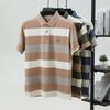 Luxury brand emboss short sleeve polo shirt fashion T-shirt stripe color blocked summer pure cotton comfort casual men's wear