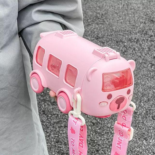 

Cute Toy Car Cup with Straw Indoor and Outdoor Water Bottle Large Capacity Plastic Mug for Summer Drinkware Water Bottles розовый