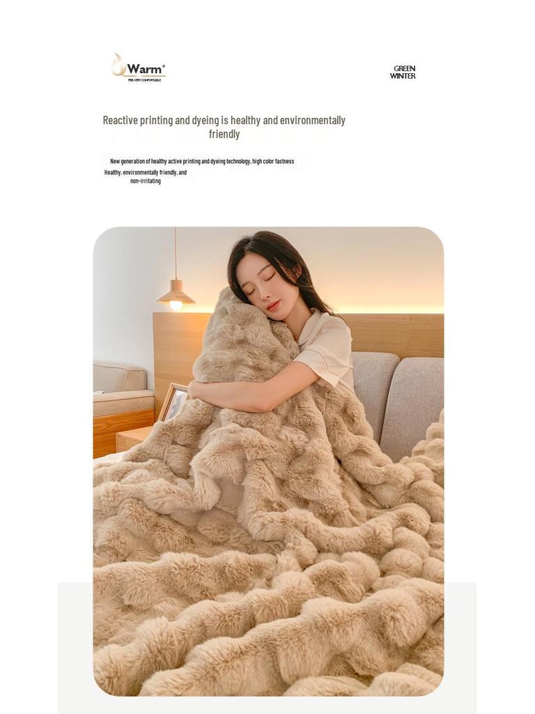 Pătură Imitație Blană de Iepure Tuscany - Pătură Luxoasă, Călduroasă pentru Somn pe Canapea și în Utilizare cu Aer Condiționat