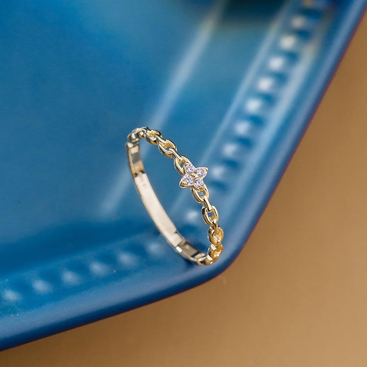

S925 Gold-Plated Sterling Silver Ring | Fashionable Ins Style Design for Women US Size 7