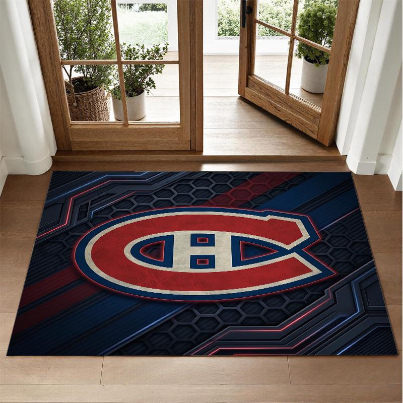 Montreal Canadiens Design Crystal Velvet Rug Soft Decorative Mat for Bedroom Entrance