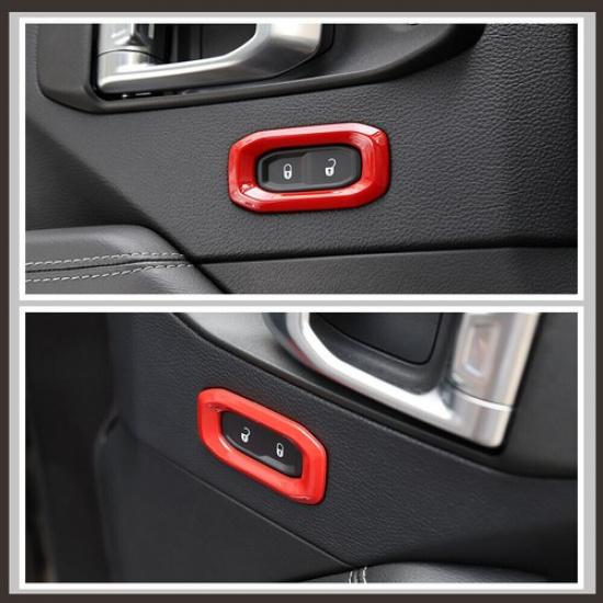 Interior Door Handle Lock Switch Trim For Jeep Wrangler JL JT 2018+ Bright Red