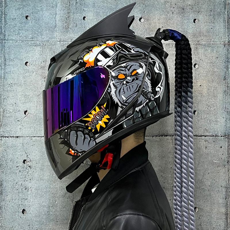 Jiekai Electric Vehicle Bike Helmet Men's and Women's Full Helmets Four Seasons Double Mirror Bluetooth Personalized Helmet Grey Party