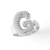 Letter Design Ring with Clear Stone Detail, Copper Base Fashion Jewelry for Daily Outfits, Party Styling and Gifts