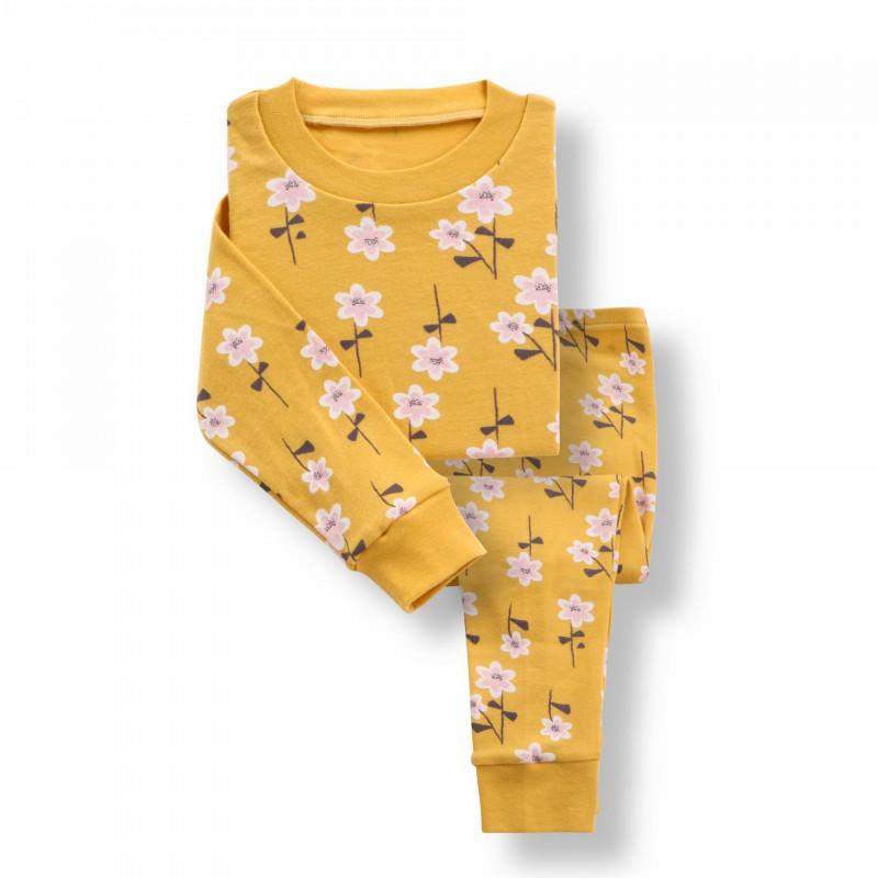 Cartoon Kids Cotton Pajamas Set Long Sleeve Sleepwear Boys Girls 90-140cm