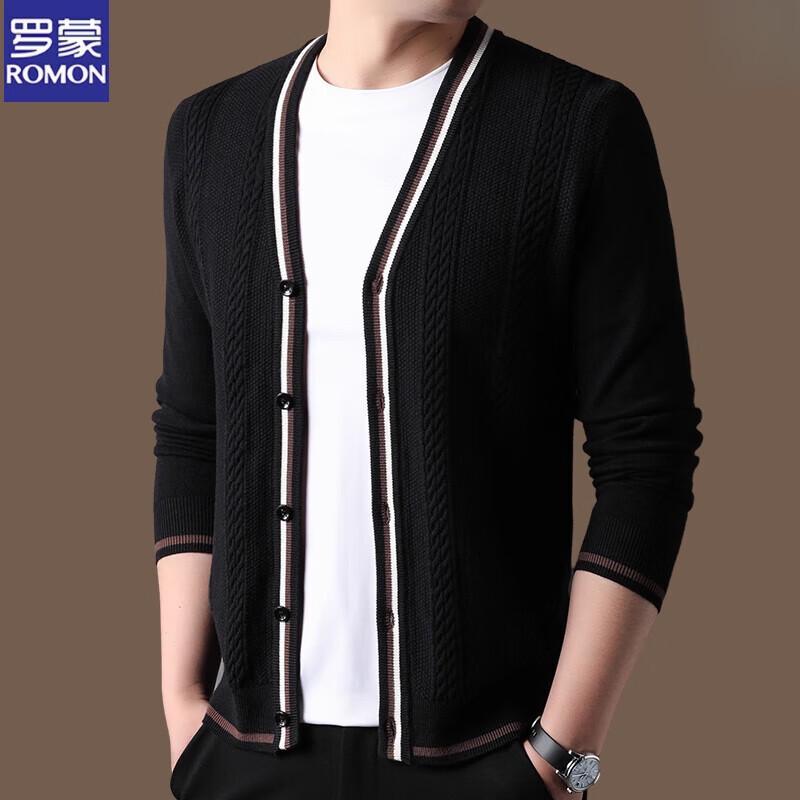 ROMON S Men's V-Neck Knit Cardigan & T-Shirt