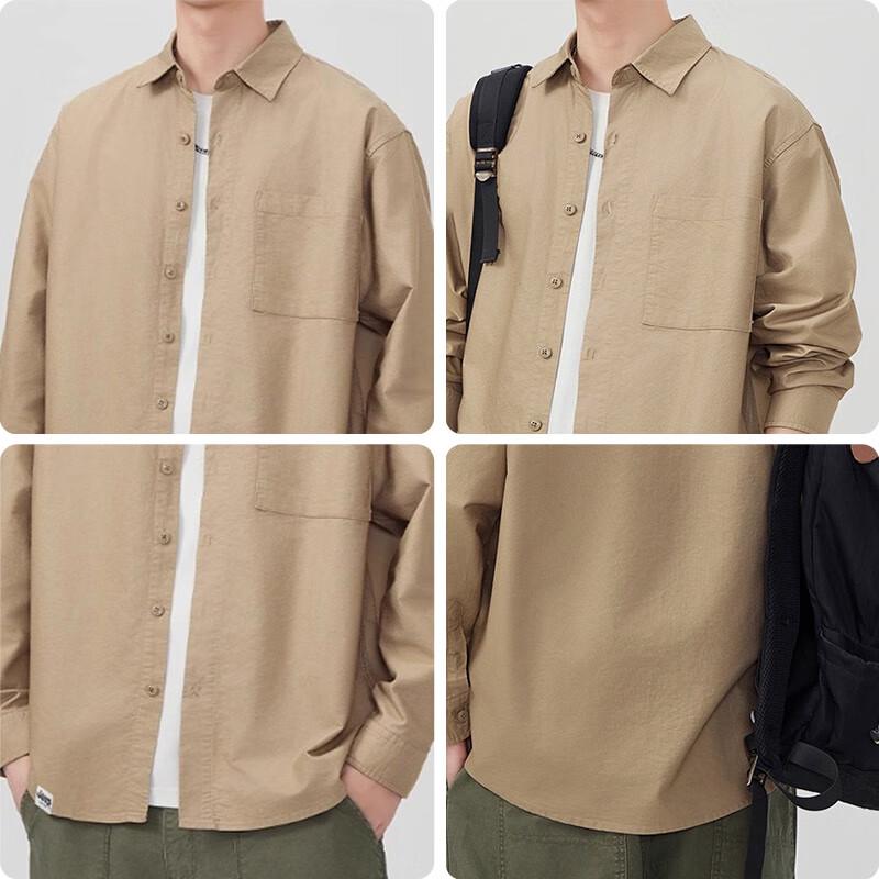 JEEP Men's American Style Loose Fit Pure Cotton Long Sleeve Lapel Shirt