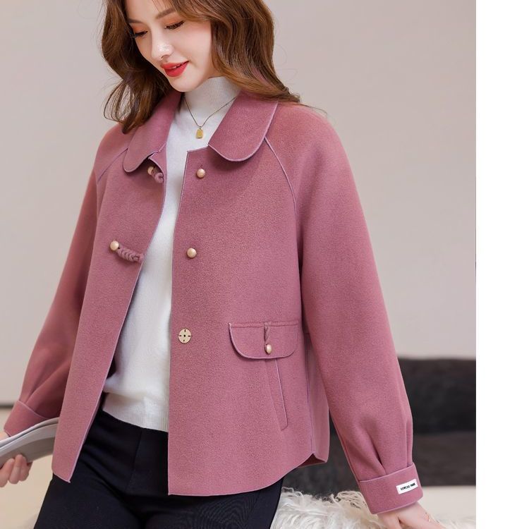 Autumn and Winter Short Double-Sided Plush Woolen Coat Loose Fit Jacket for Petite Women