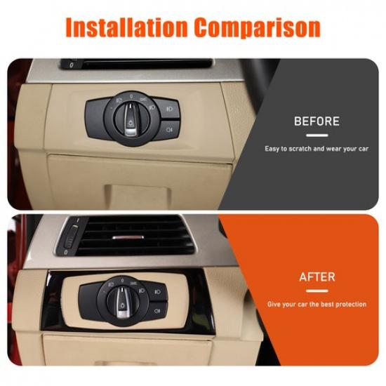 Glossy Black Headlight Switch Panel Trim Sticker For BMW 3 Series E90 2005-12