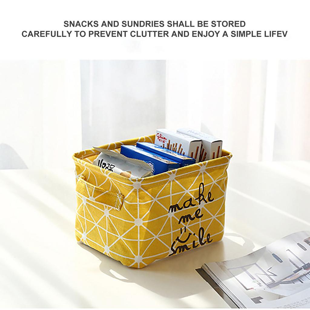 Rectangular Fabric Basket Storage Basket Portable Bath Basket Sundries Basket Desktop Storage Basket Blue Storage Basket