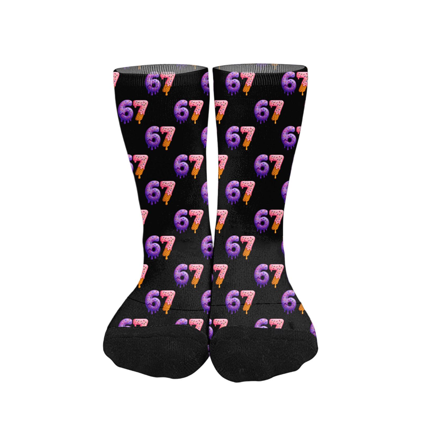 

Милые и игривые носки носки до середины икры длинные носки носки с принтом One Size чёрный