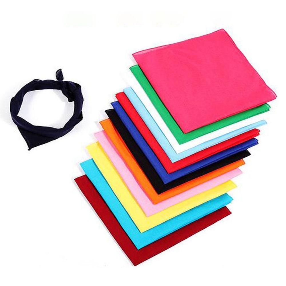 Cotton Square Neck Scarf Mixed Solid Colored Neckerchief Head Wraps Scarf Bandana Headband Scarf for Women Men Sport Outdoor
