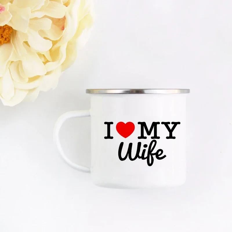 

Stylish cups Mr and Mrs Mugs Cute Valentine s Day Gift His and Hers Lovers Camp Cup Husband and Wife Enamel Mug Gift for Couples 360ml