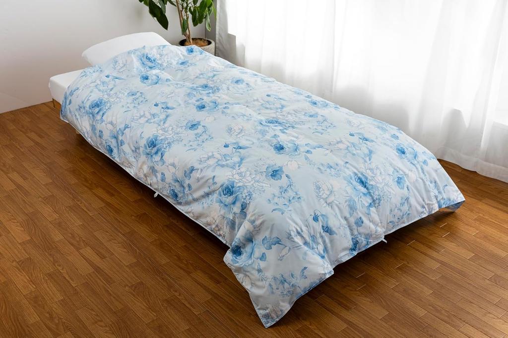 Made In Japan Down Quilt White Duck Summer Down Machine Washable 150 X 210 [70% Down] Comforter, All-Season Comforter, (Blue, Single) [Small Cm]