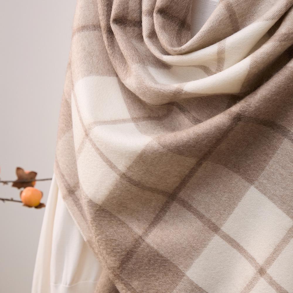 Unisex Water Ripple Plaid Cashmere Scarf - Winter Warm Neck Warmer Shawl