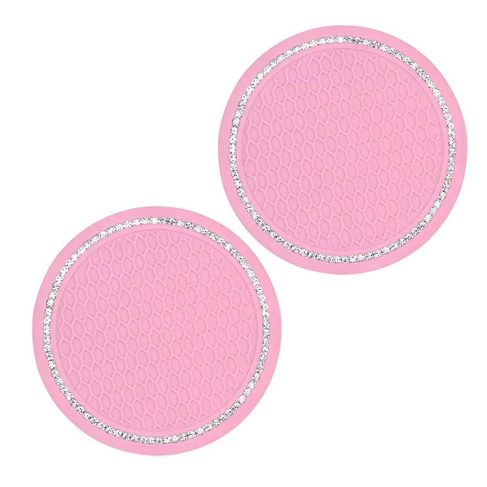 Car Water Cup Pad Holders Non-slip Diamond Rhinestone Rubber Mat for Bottle Holder Coaster Auto Interior Anti-skid Cup Holders