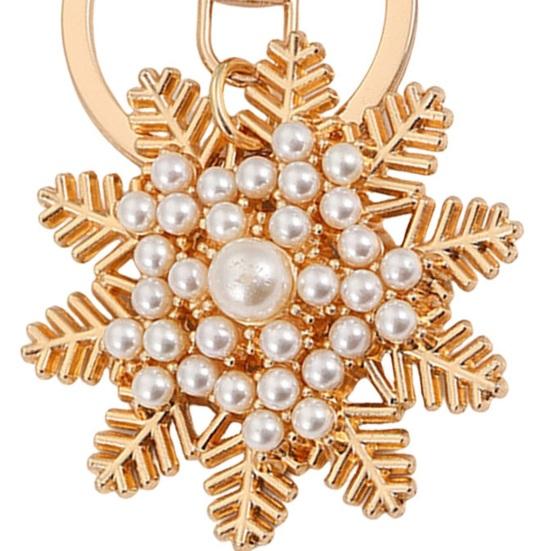 Keychain Pendant Sparkling Rhinestones Inlaid Snowflake Design Key Holder with Lobster Clasp Backpacks Car Accessory