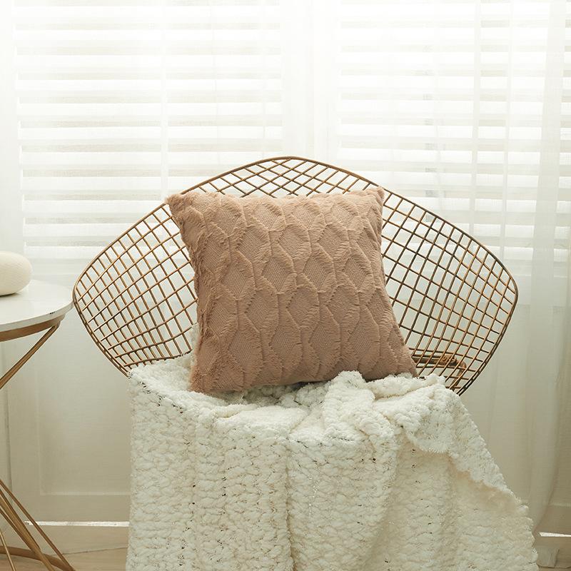 Sofa Pillowcase Ins Style Nordic Style Solid Color Light Luxury Plush Home Fabric Pillowcase