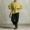 Women Loose V Neck Short Sleeve Cotton Linen Summer Shirt