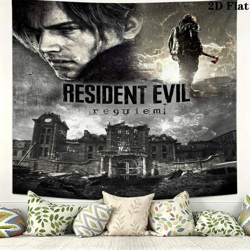 Resident Evil Wall Tapestry Aesthetic Wall Hanging Printed Fabric Blanket Decorative Tapestries For Bedroom Living Room Home Decor