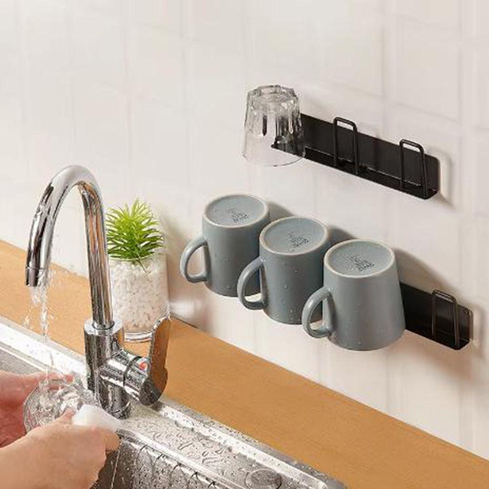 No Drilling Coffee Cups Holder Metal Cup Holder Multifunctional Cup Storage Rack  Kitchen