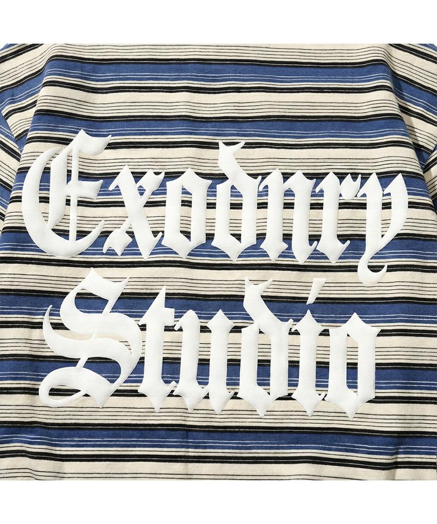 EXTRAORDINARY Gothic Logo Stripe Ls Tee Blue