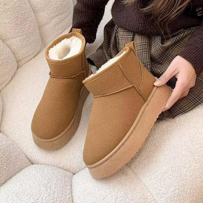 Snow Boots Winter Velvet Thickened Zhou Dongyu Integrated with Fur Short Tube Thick Sole Heightening Cotton Boots