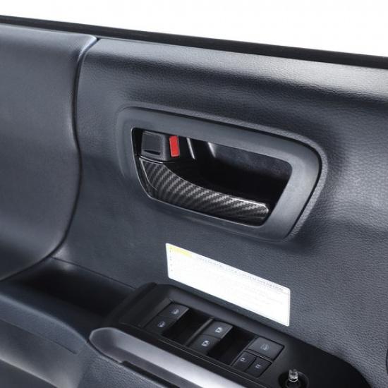 ABS Carbon Car Inner Door Grab Handle Protect Cover For Toyota Tacoma 2016-