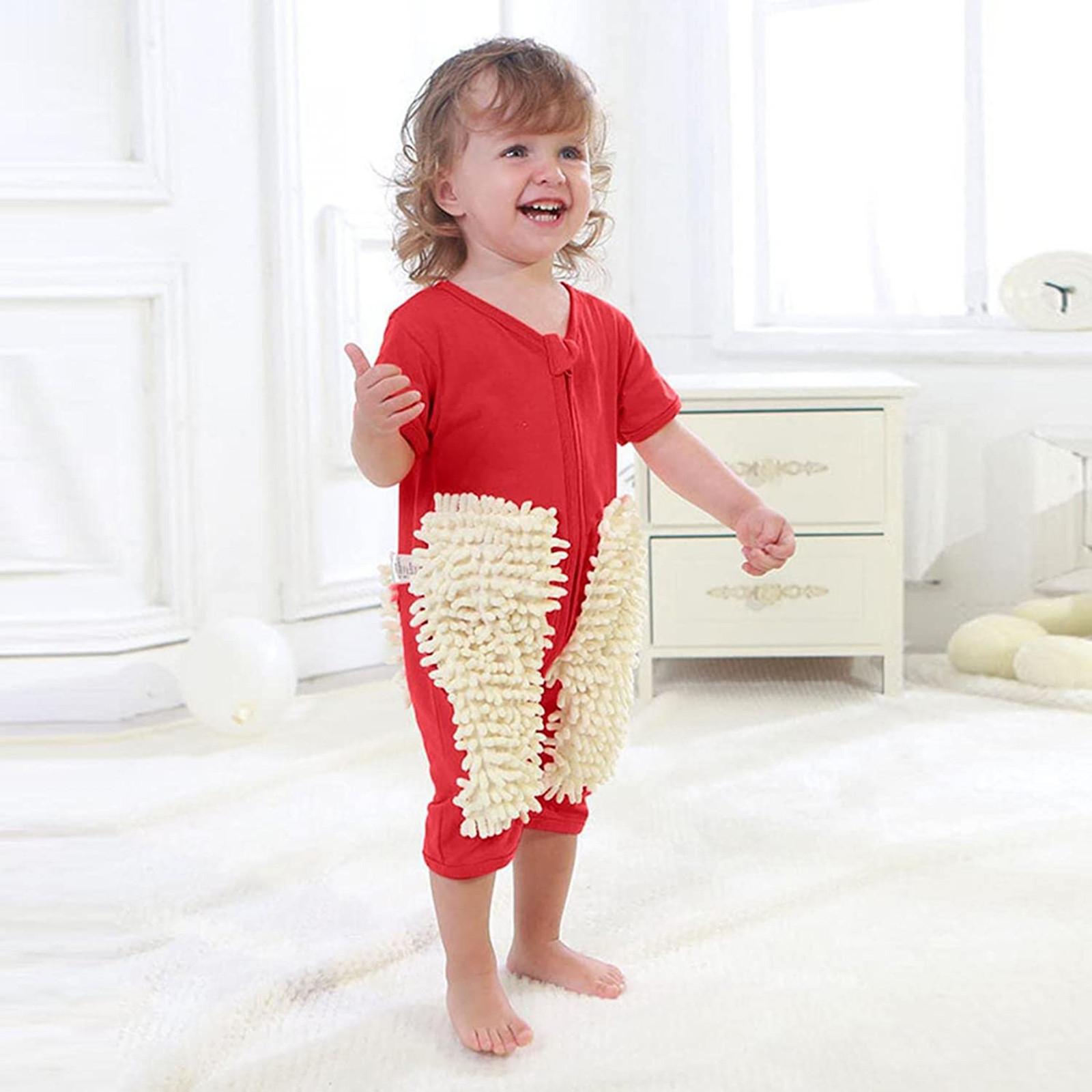 

Комбінезон Sagit Baby Mop для прибирання підлоги Комбінезон для маленьких дівчаток Комбінезон з короткими рукавами для повзаючої дитини 85 червоний