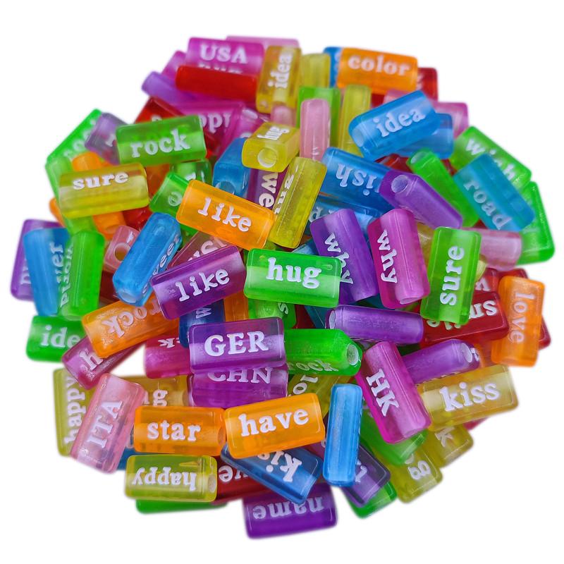 

Многоцветные буквы и цифры в форме сердца, квадратные свободные бусины, сделанные своими руками, браслет, изготовление ожерелья 15*7mm 20Pcs