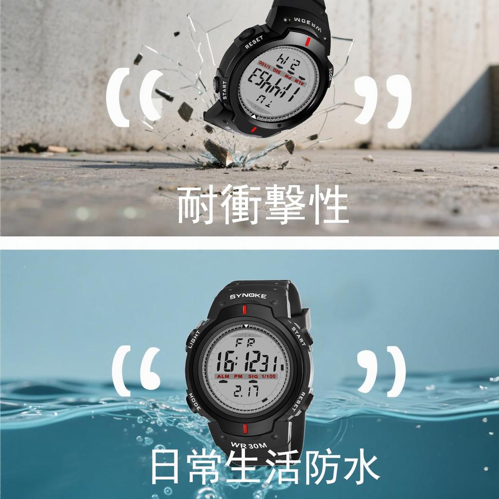 Digital Watch with Large Sport Acrylic Mirror Rugged Luminous Date Shock Black Men's Display, Style, Waterproof, Finish, Design, Function, Alarm,