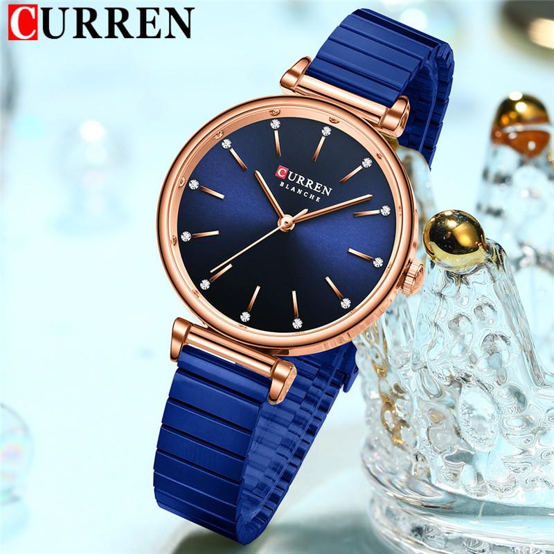 CURREN Women Watch Top Brand Luxury Blue Female Waterproof Clock Stainless Steel Bracelet Fashion Simple Ladies Wristwatch 9081