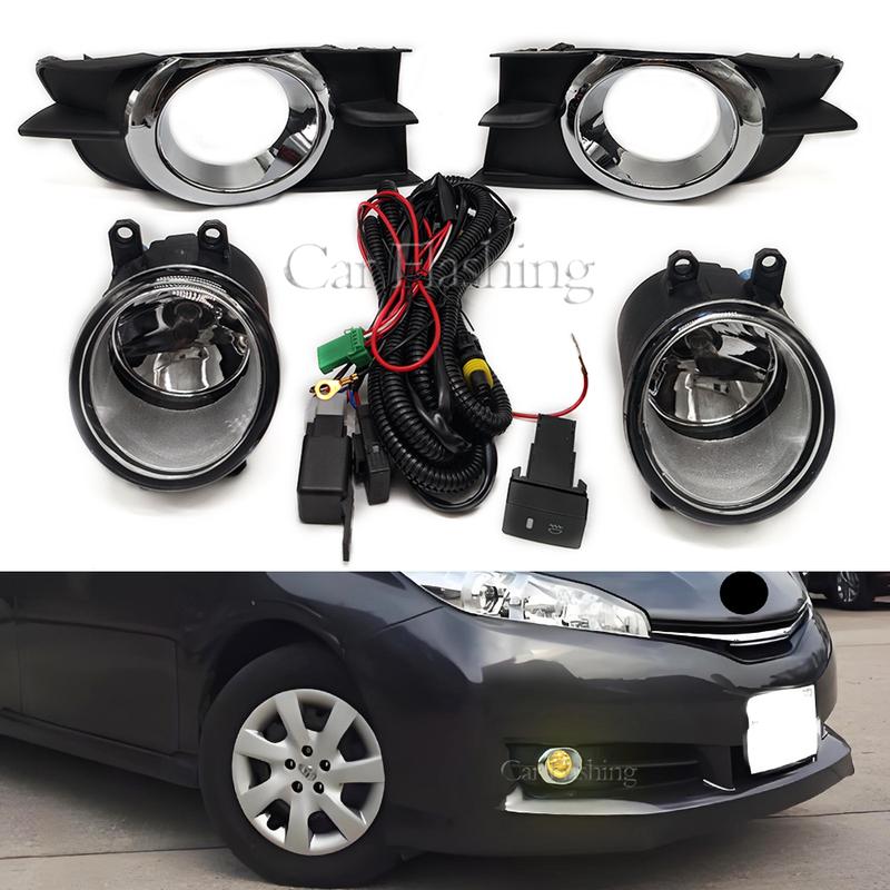 Car LED Fog Light For Toyota 2009 2010 2011 2012 Halogen with Wires Switch Harness Kit Angel Eyes Fog Lamp Cover