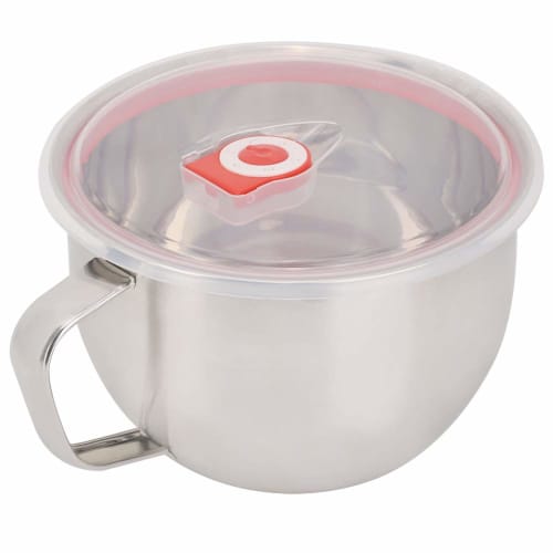 1300ml Stainless Steel Portable Instant Ramen Bowl with Handle and Airtight Lid, Made of Silicone and Stainless Steel