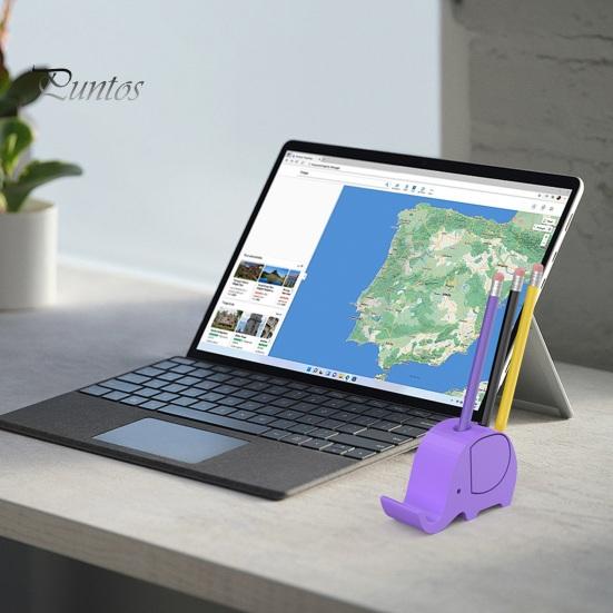 3D Printed Elephant Phone Holder with Pen Holder, Multifunctional Stand, Hands-Free Sturdy For Watching Videos Desktop Organizer, Creative Cute Shape